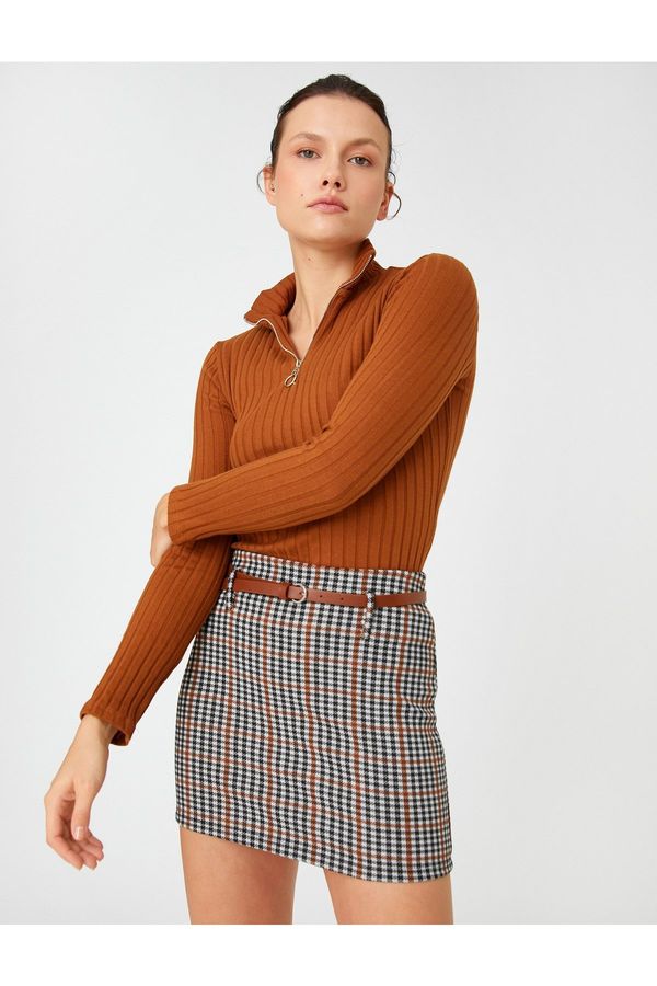 Koton Koton Belt Detailed Slim Fit Mini Skirt