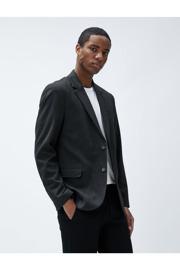 Koton Koton Blazer Jacket with Buttons, Stitching Detailed, Pockets and Slim Fit.