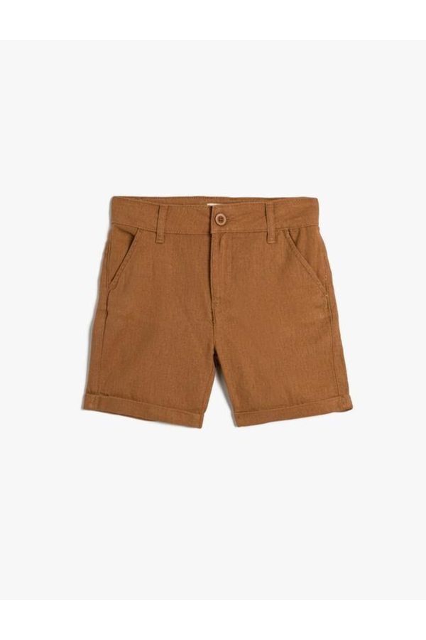 Koton Koton Boys' Linen Shorts Buttoned with Pockets