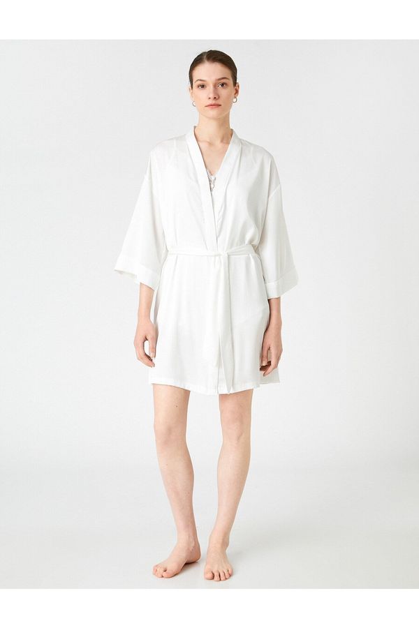 Koton Koton Bridal Satin Dressing Gown with Belted