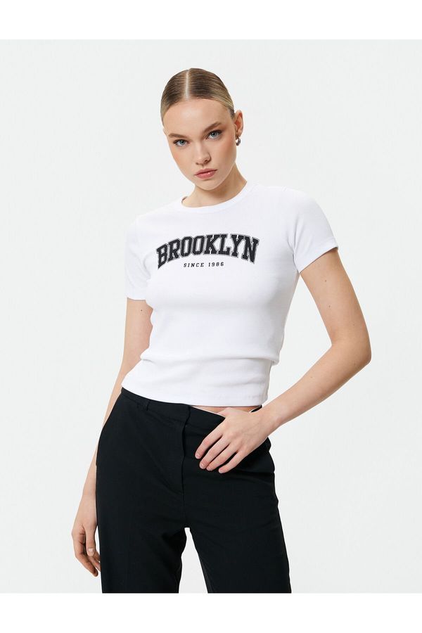 Koton Koton Brooklyn Printed T-Shirt Slim Fit Short Sleeve Crew Neck Cotton