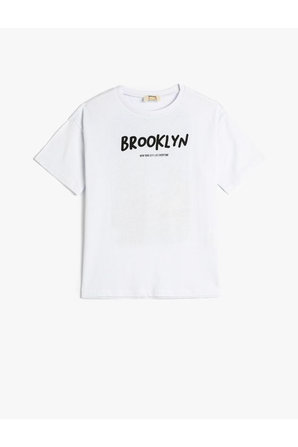 Koton Koton Brooklyn T-Shirt Back Printed Short Sleeve Crew Neck Cotton
