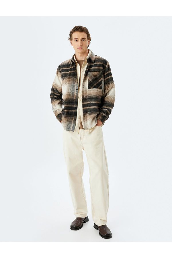 Koton Koton Brown Plaid Men's Adult Shirt