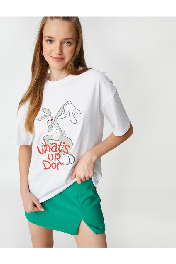 Koton Koton Bugs Bunny Printed T-Shirt Licensed Short Sleeve Crew Neck