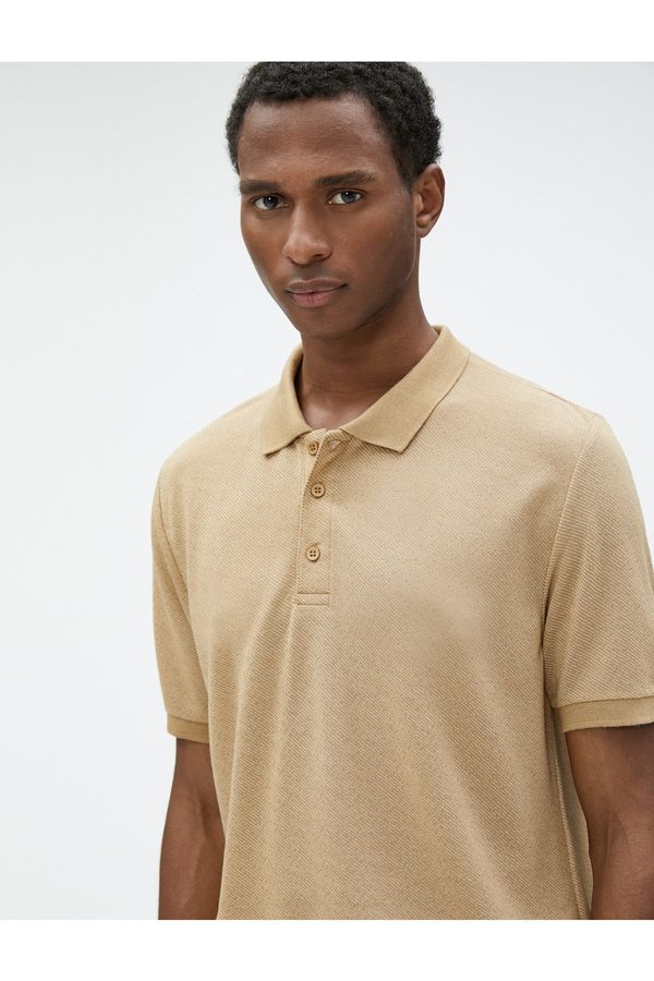 Koton Koton Buttoned, Slim Fit Patterned Polo T-Shirt with Short Sleeves.