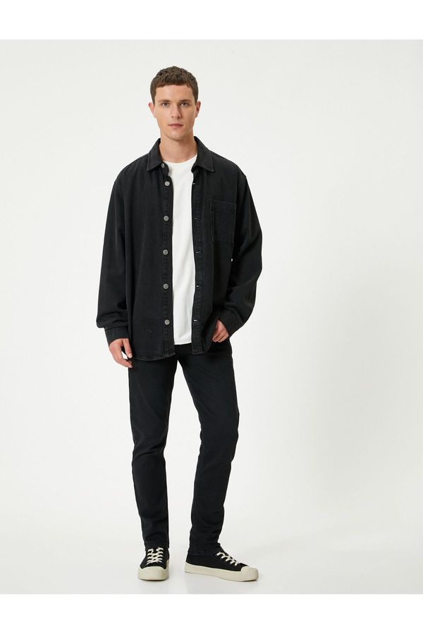 Koton Koton Buttoned Standard Waist Slim Fit Jeans - Brad Jean