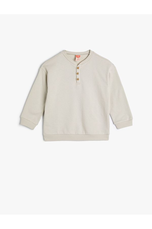 Koton Koton Buttoned Sweatshirt Long Sleeve Cotton