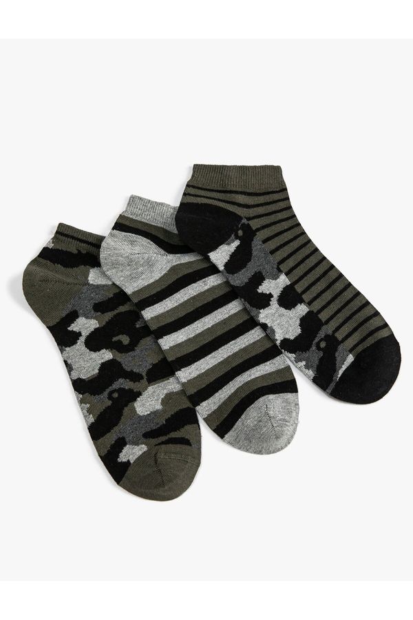 Koton Koton Camouflage Patterned 3-Pack Bootie Sock Set