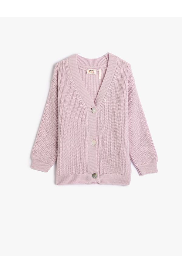 Koton Koton Cardigan Knitwear Basic V Neck Buttoned Off Shoulder