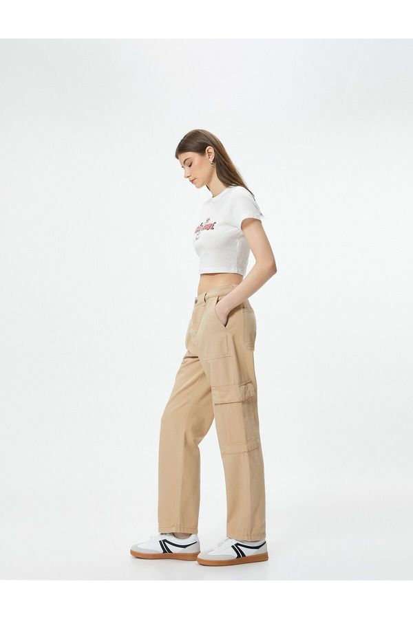 Koton Koton Cargo Jeans Short Straight Leg Standard Waist Pocket Cotton - Eve Jean