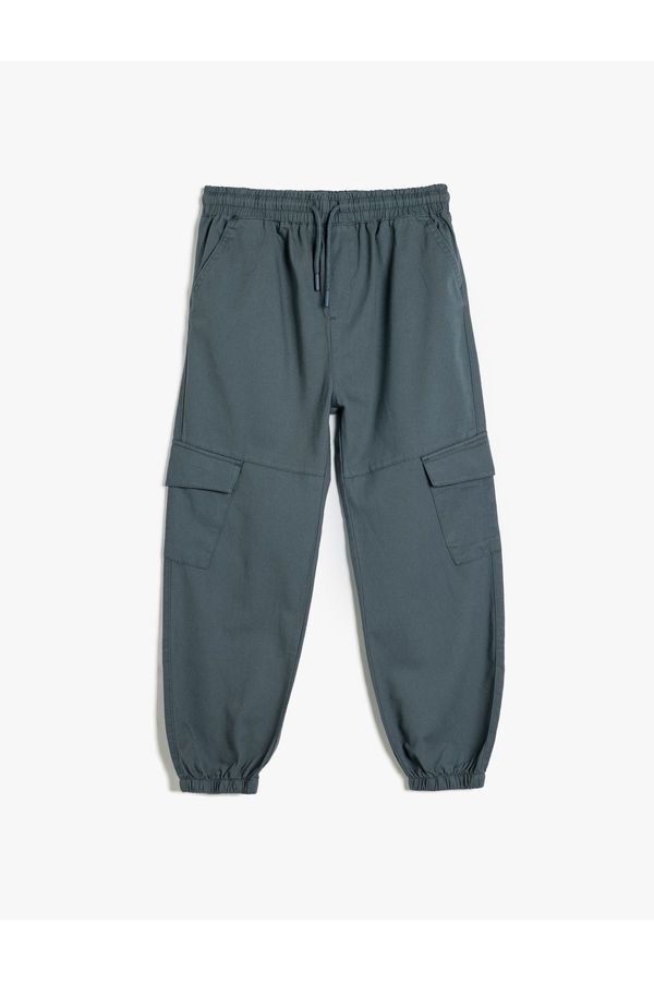 Koton Koton Cargo Jogger Pants with Pockets and Tie Waist