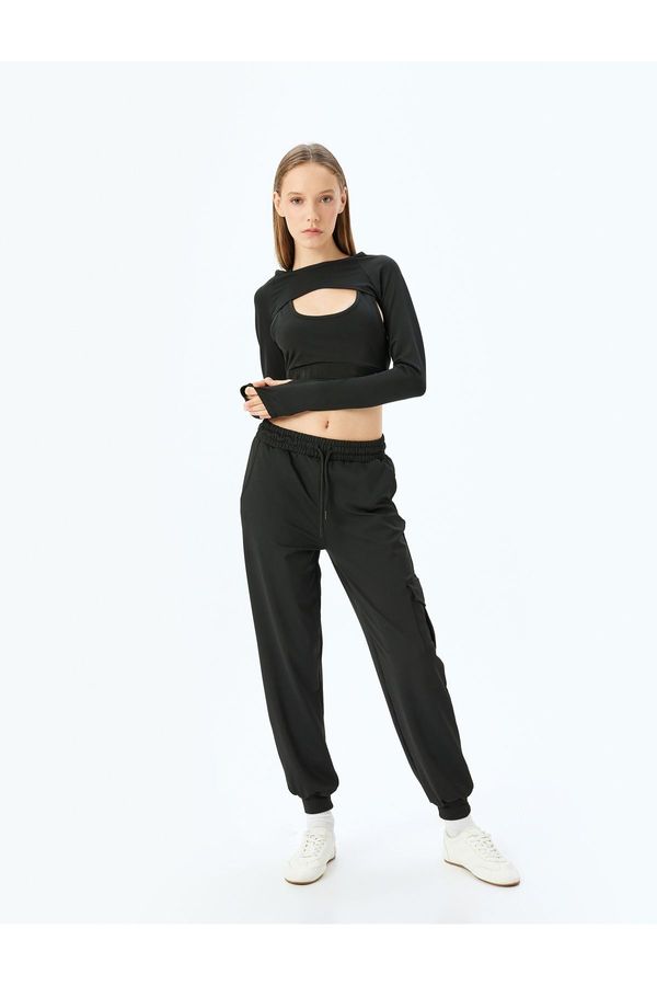 Koton Koton Cargo Pocket and Waist Tie-Down Relaxed Fit Jogger Sweatpants