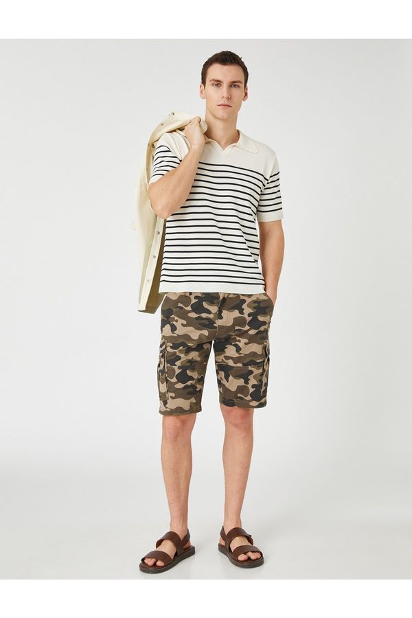 Koton Koton Cargo Shorts Camouflage Printed Buttoned with Pocket Detail