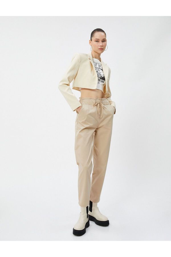 Koton Koton Carrot Trousers Elastic Waist Tie Gabardine Fabric Pocket