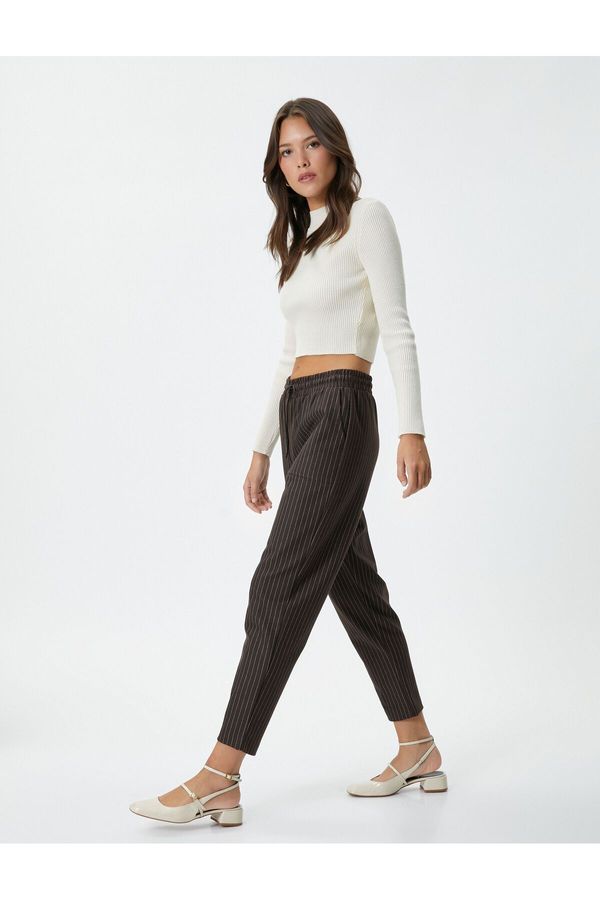 Koton Koton Carrot Trousers with Lace Waist and Pocket Detail