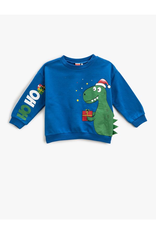 Koton Koton Christmas Theme with Dinosaurs Print Sweatshirt Crew Neck Long Sleeve