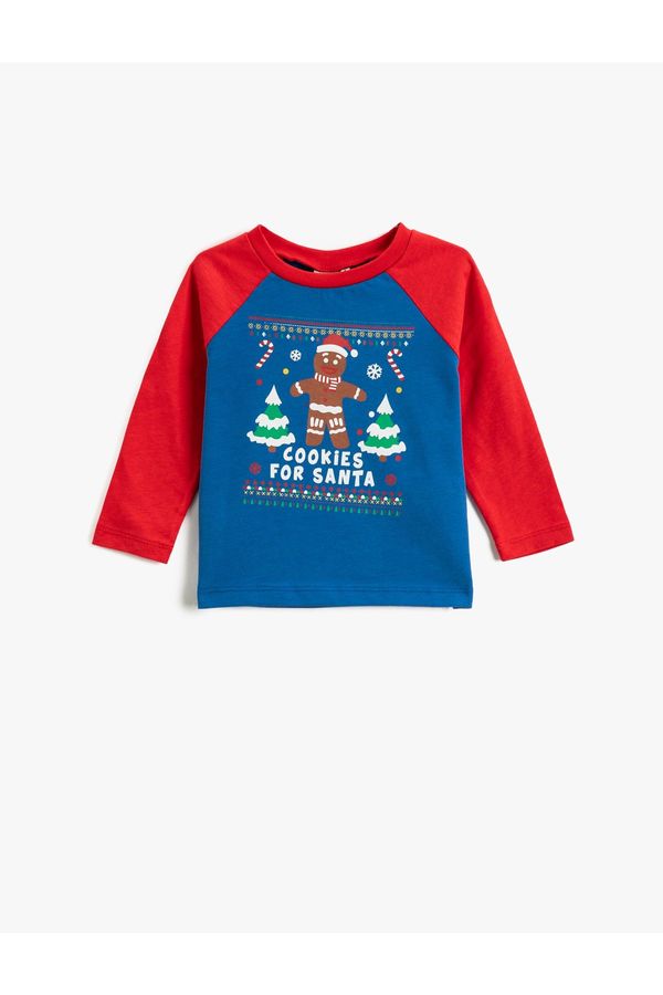 Koton Koton Christmas Themed Long Sleeve T-Shirt Printed Crew Neck
