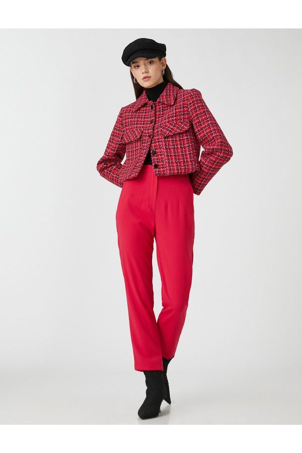 Koton Koton Cigarette Trousers with Stitching Detail and Pocket Ankle Length