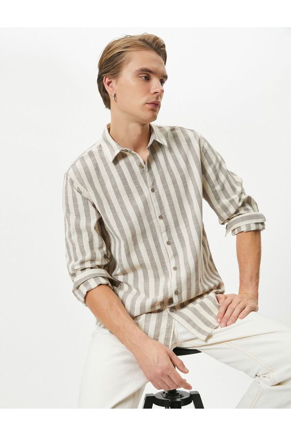 Koton Koton Classic Collar Shirt Buttoned Long Sleeve Cotton