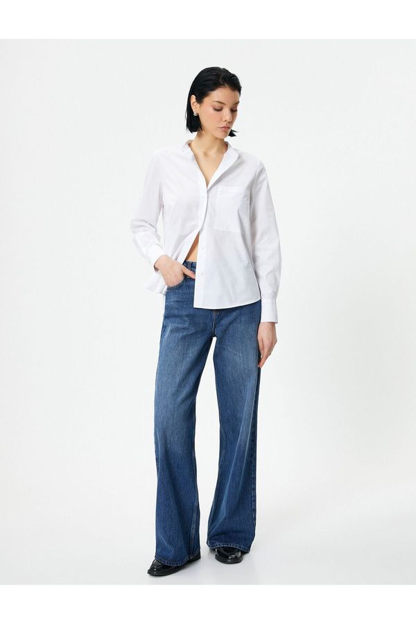 Koton Koton Classic Shirt Long Sleeve Buttoned Pocket Detailed