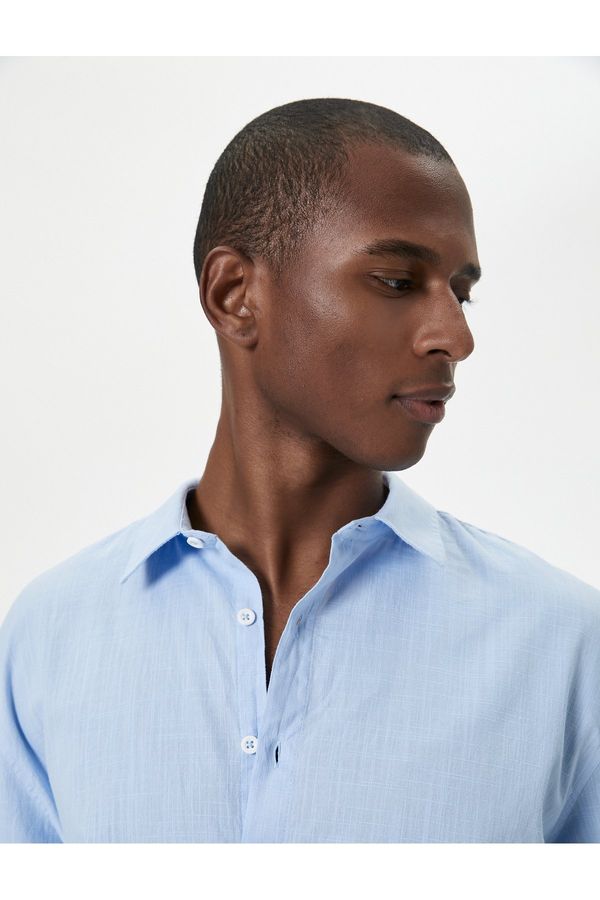 Koton Koton Classic Shirt with Sleeve Detailed Button Long Sleeve