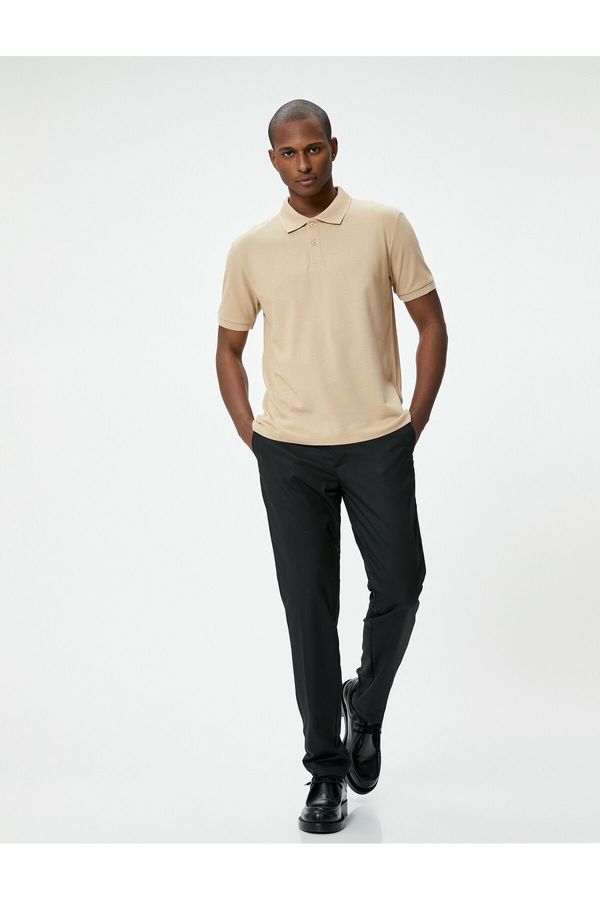 Koton Koton Collar T-Shirt Buttoned Slim Fit Short Sleeve