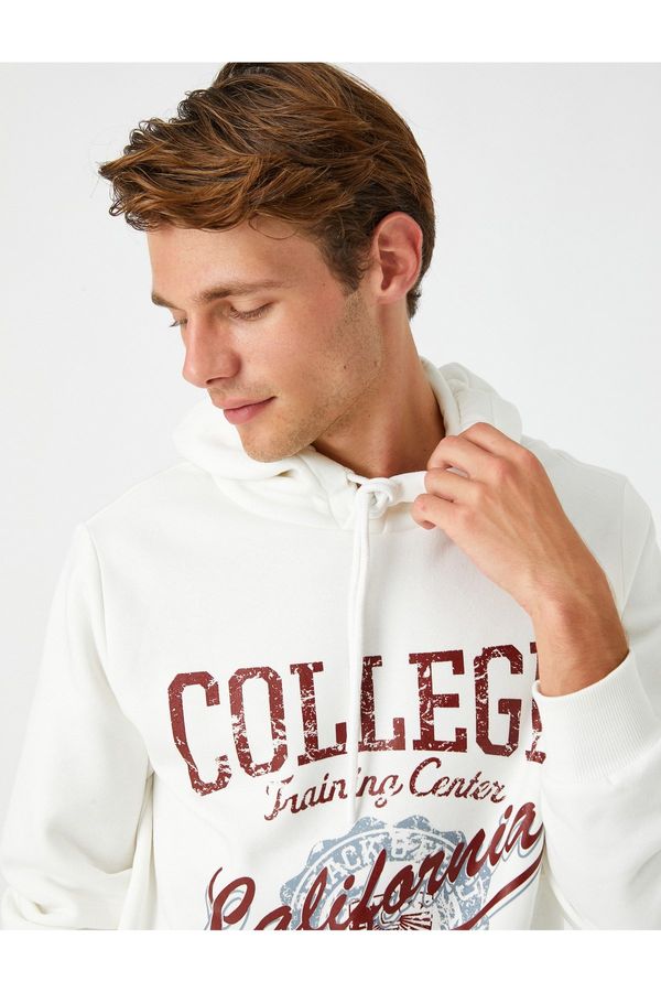 Koton Koton College Printed Hooded Sweatshirt