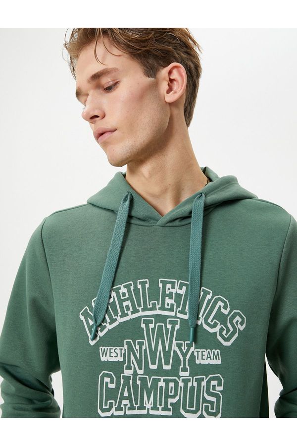 Koton Koton College Printed Hoodie Hooded Kangaroo Pocket Detail