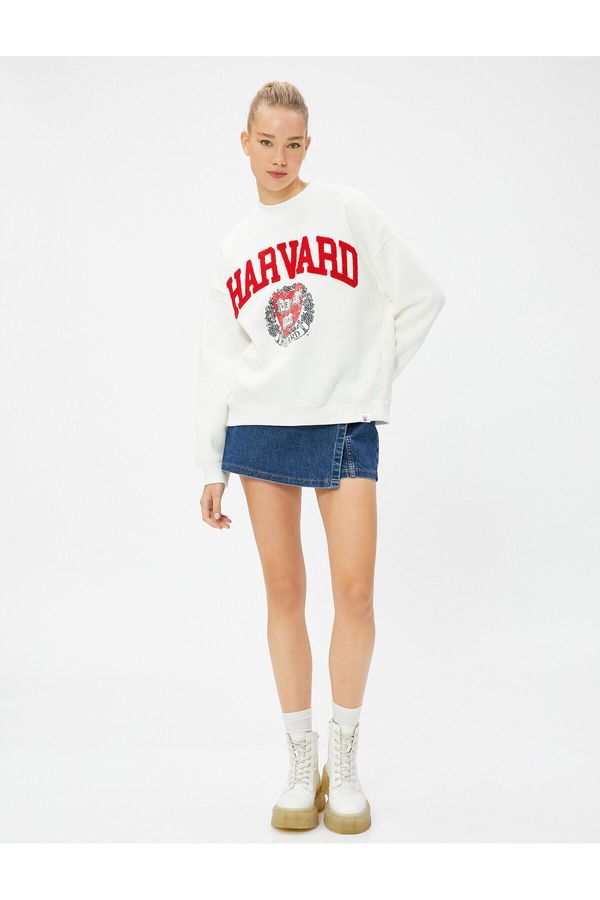 Koton Koton College Sweatshirt Oversize Harvard Licensed Crew Neck