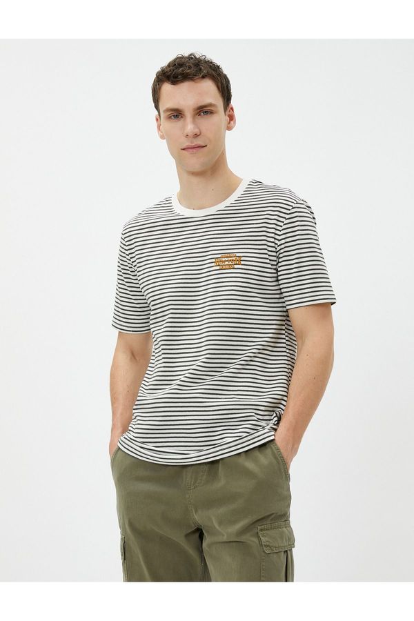 Koton Koton College T-Shirt Embroidered Crew Neck Short Sleeve