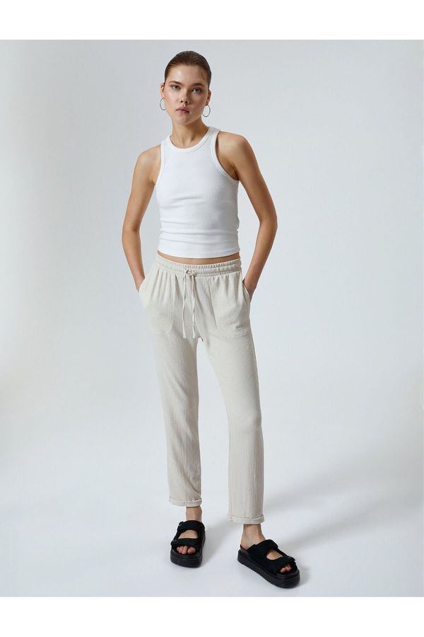 Koton Koton Comfortable Fit Trousers With Pocket Tie Waist