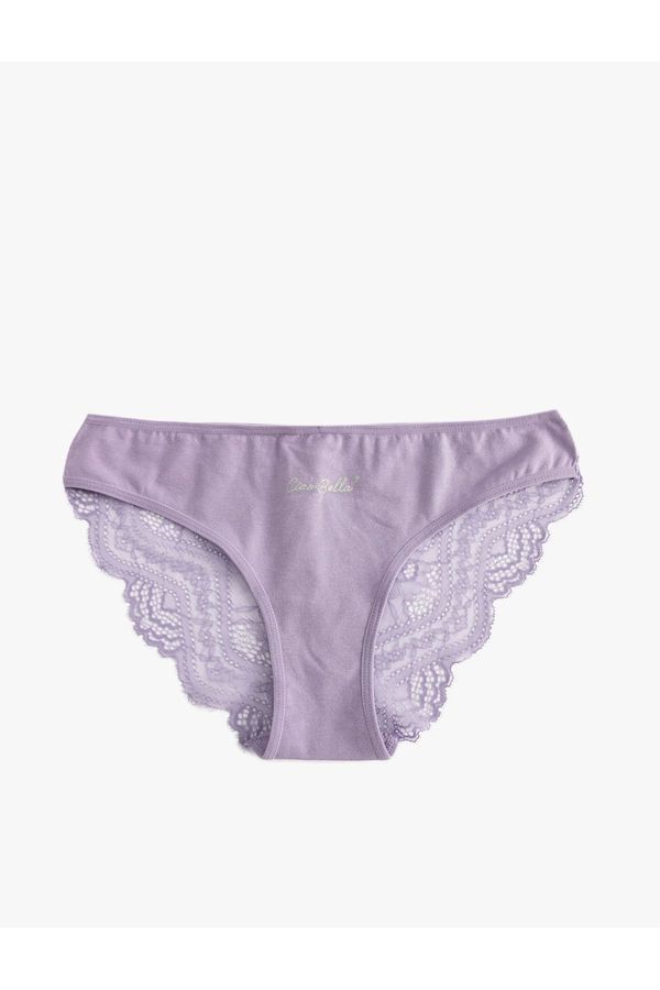 Koton Koton Cotton Brazilian Panties with Lace Print Detail on the Back