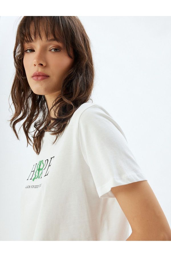 Koton Koton Cotton Crew Neck Short Sleeve Printed T-Shirt