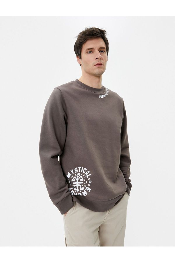 Koton Koton Crew Neck Sweat Ethnic Printed Slogan Long Sleeve