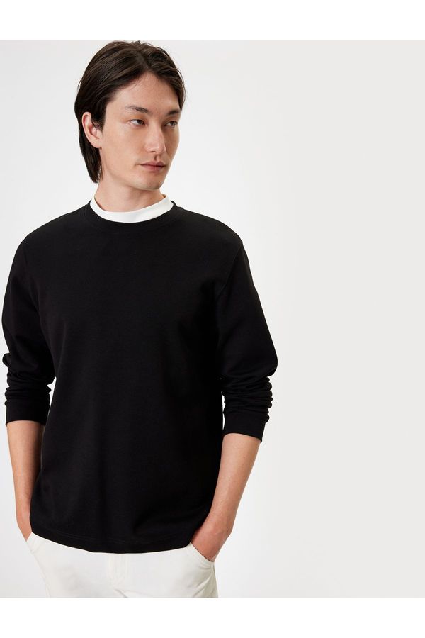 Koton Koton Crew Neck Sweatshirt Basic Long Sleeve Cotton Interlock Fabric