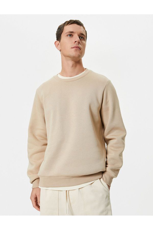 Koton Koton Crew Neck Sweatshirt Basic Long Sleeve Raised