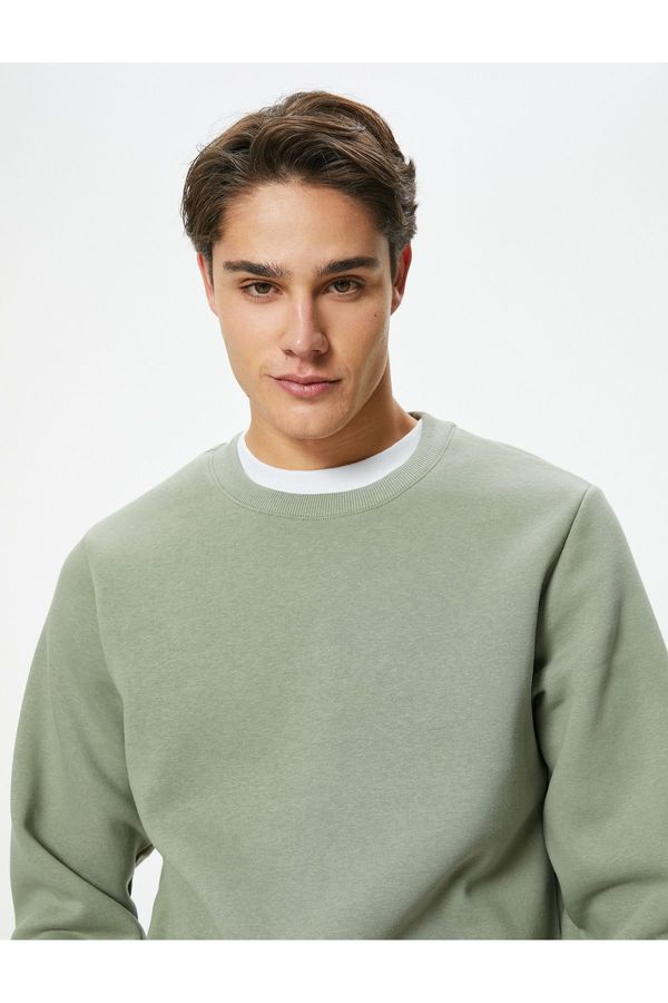 Koton Koton Crew Neck Sweatshirt Long Sleeve Raised