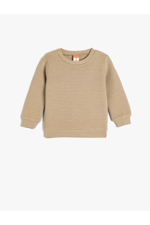 Koton Koton Crew Neck Sweatshirt Textured Cotton Blend