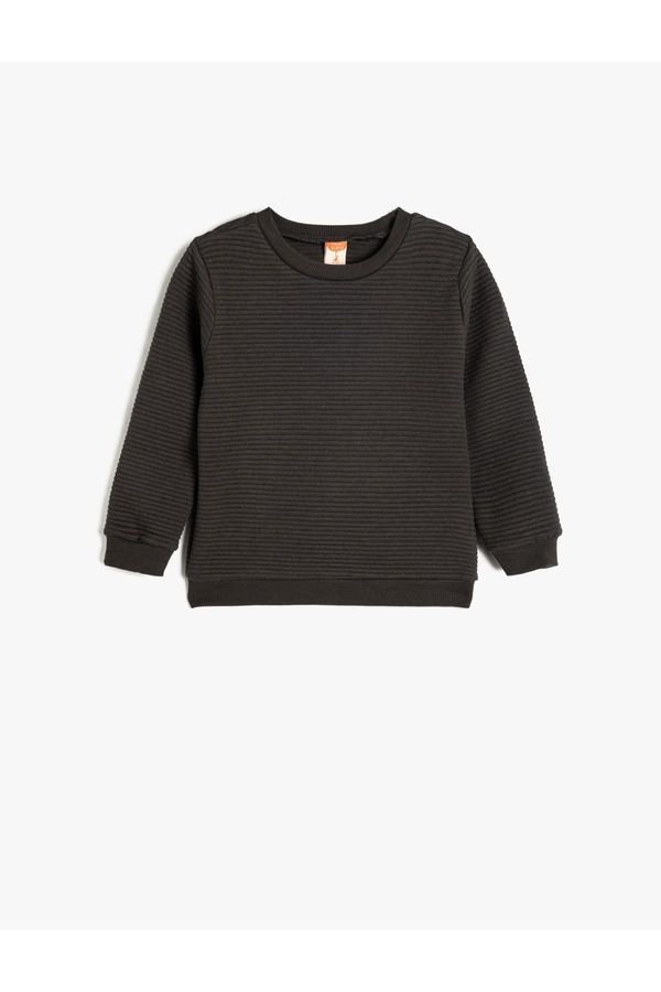 Koton Koton Crew Neck Sweatshirt Textured Cotton Blend