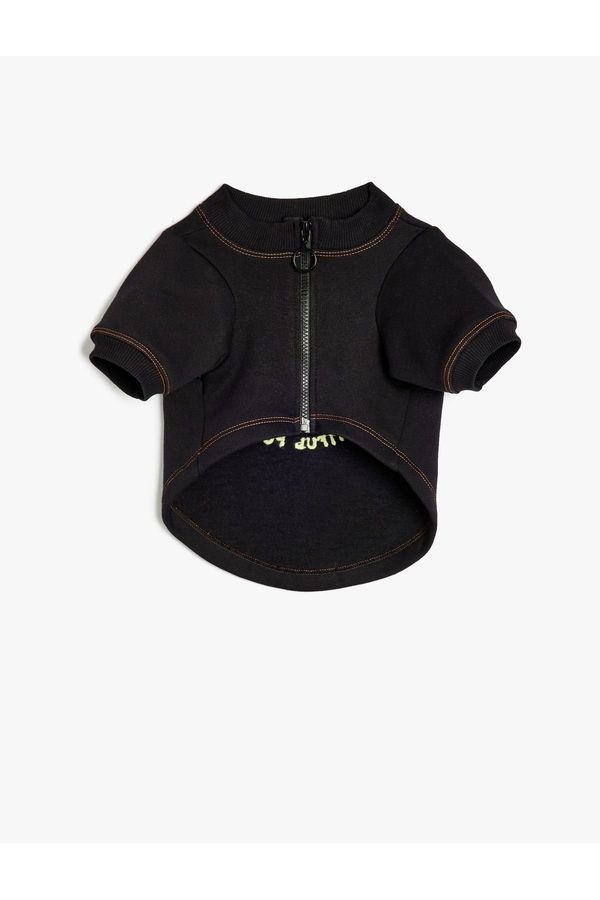Koton Koton Crew Neck Zippered Raised Dog Sweatshirt