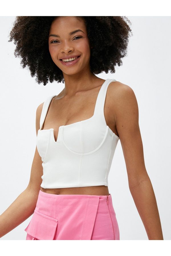 Koton Koton Crop Bustier Underwire Square Collar Window Detailed.