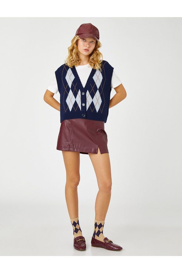 Koton Koton Crop Jumper V Neck Buttoned