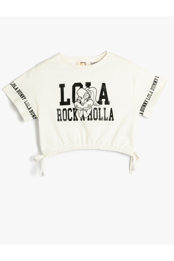 Koton Koton Crop Oversize Lola Bunny T-Shirt Licensed Elastic Waist, Tie Cotton Cotton