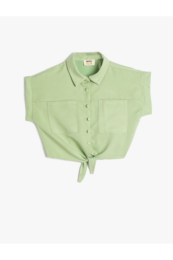 Koton Koton Crop Shirt Front Tie Detail Short Sleeve Modal Fabric With Pockets
