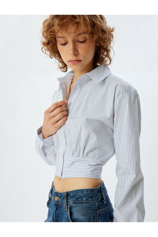 Koton Koton Crop Shirt Long Sleeve Classic Collar Button-Down Slim Fit