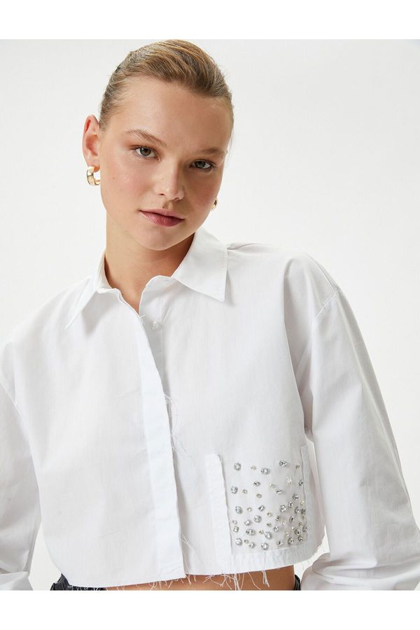 Koton Koton Crop Stone Shirt Long Sleeve Cotton - Handmade Collection