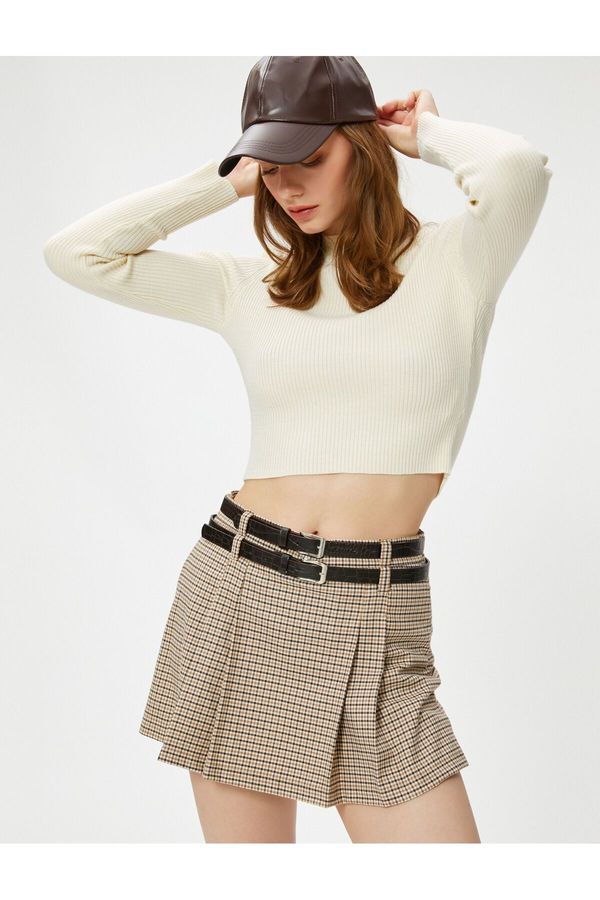 Koton Koton Crop Sweater Knitwear Half Turtleneck Ribbed