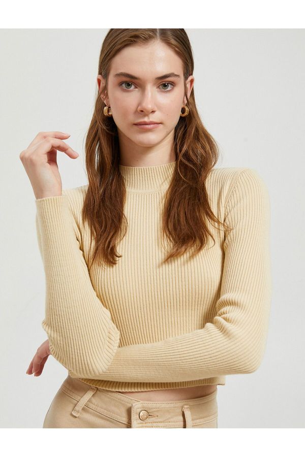 Koton Koton Crop Sweater Knitwear Half Turtleneck Ribbed