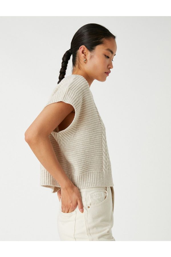 Koton Koton Crop Sweater Stand-Up Collar