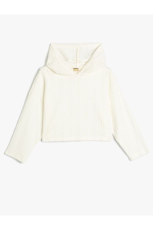 Koton Koton Crop Sweatshirt Hooded Textured